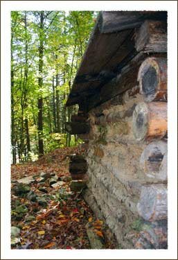 Hickory Ridge Homestead Museum log house in the Boone North Carolina Mountains