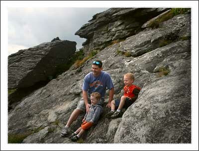 Climbing the rocks at Grandfather Mountain Linville NC